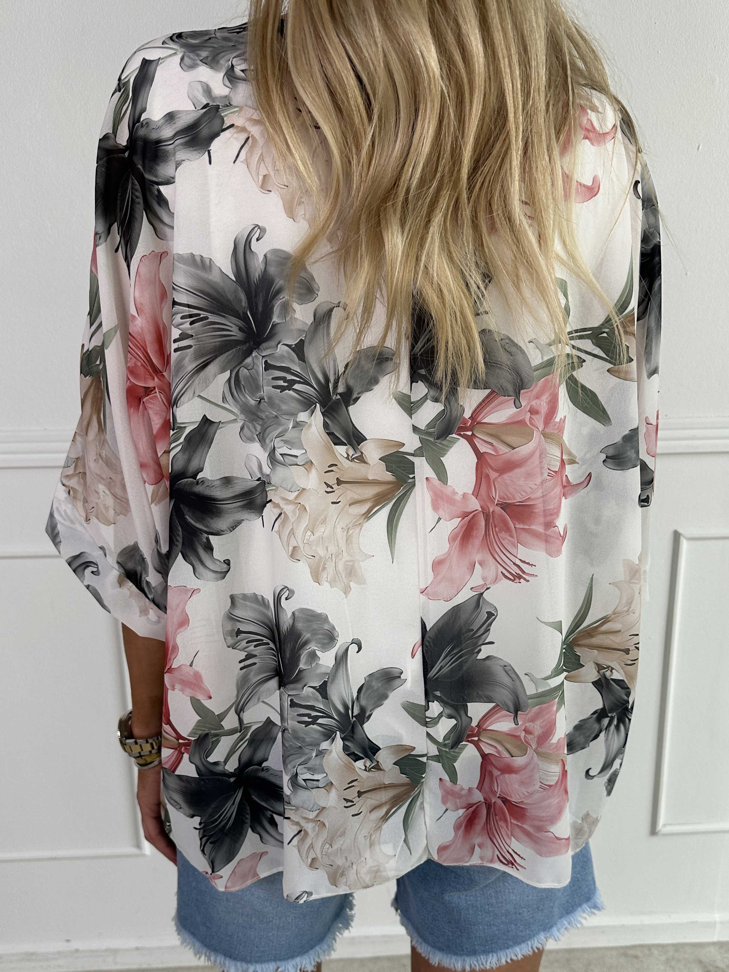 Minna - Blomstret tunika i chiffon med viscose top